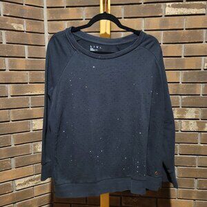 LIVI Lane Bryant Distressed Crewneck Sweatshirt Grunge Athleisure Black Size 18